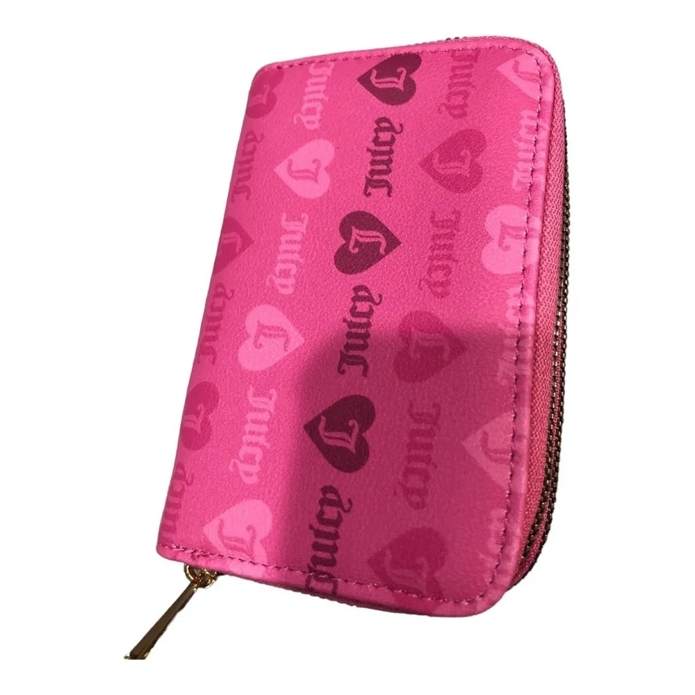 Juicy Couture juicy pink girls just‎ wanna have fun double zip around wallet new